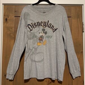 Disneyland Long Sleeve Tee Shirt Womens XL Light Grey Mickey Mouse est. 1955